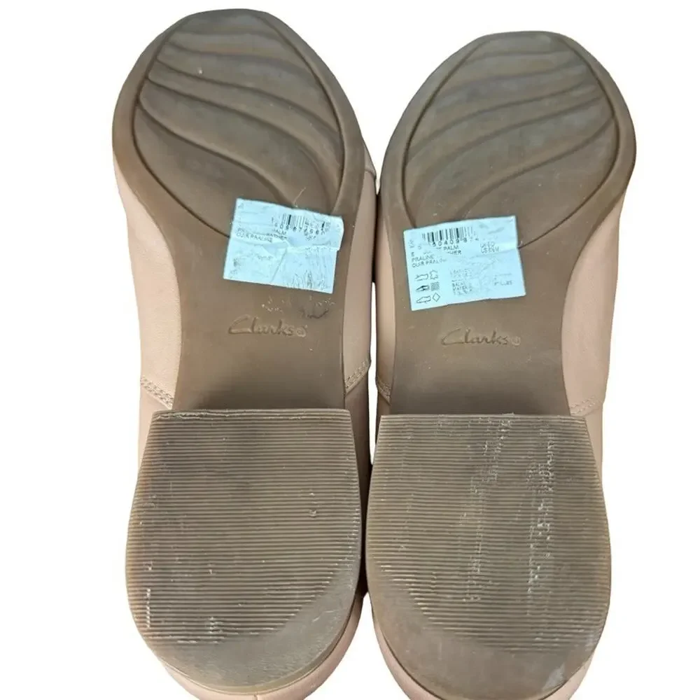 Clarks Juliet Palm Blush Pink Leather Loafers Slip On Block Low Heel Shoes 8.5